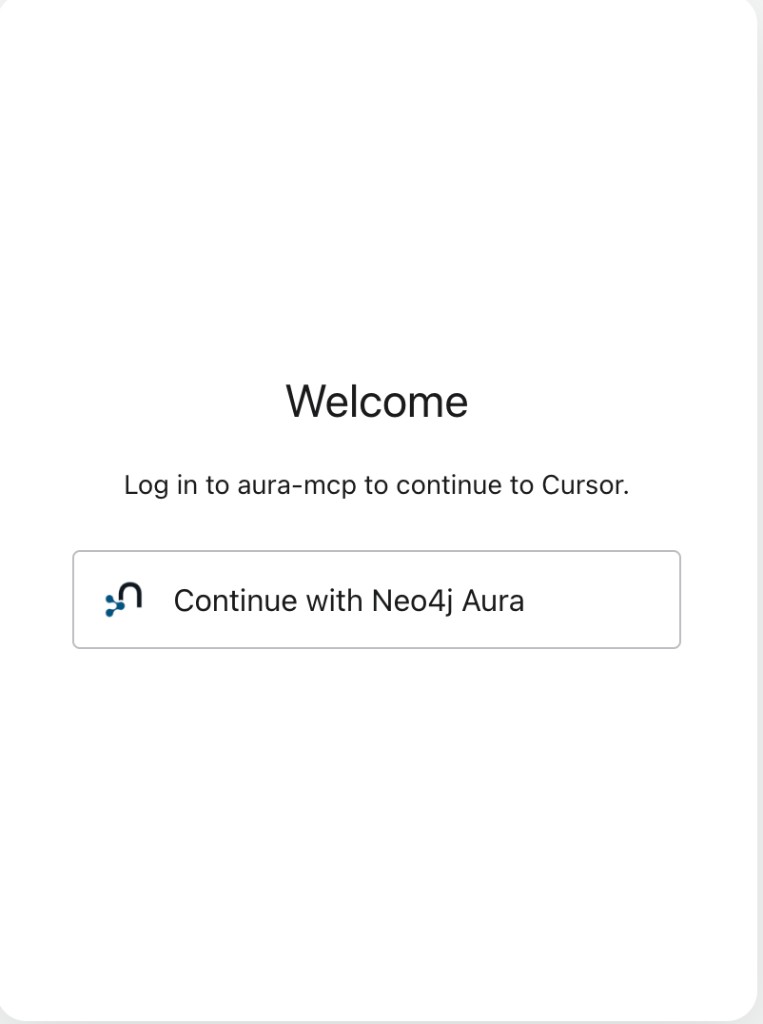 Login page for aura-mcp showing a Continue with Neo4j Aura button