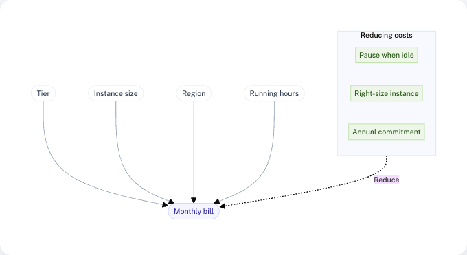 Cost factors diagram showing what influences your Aura bill