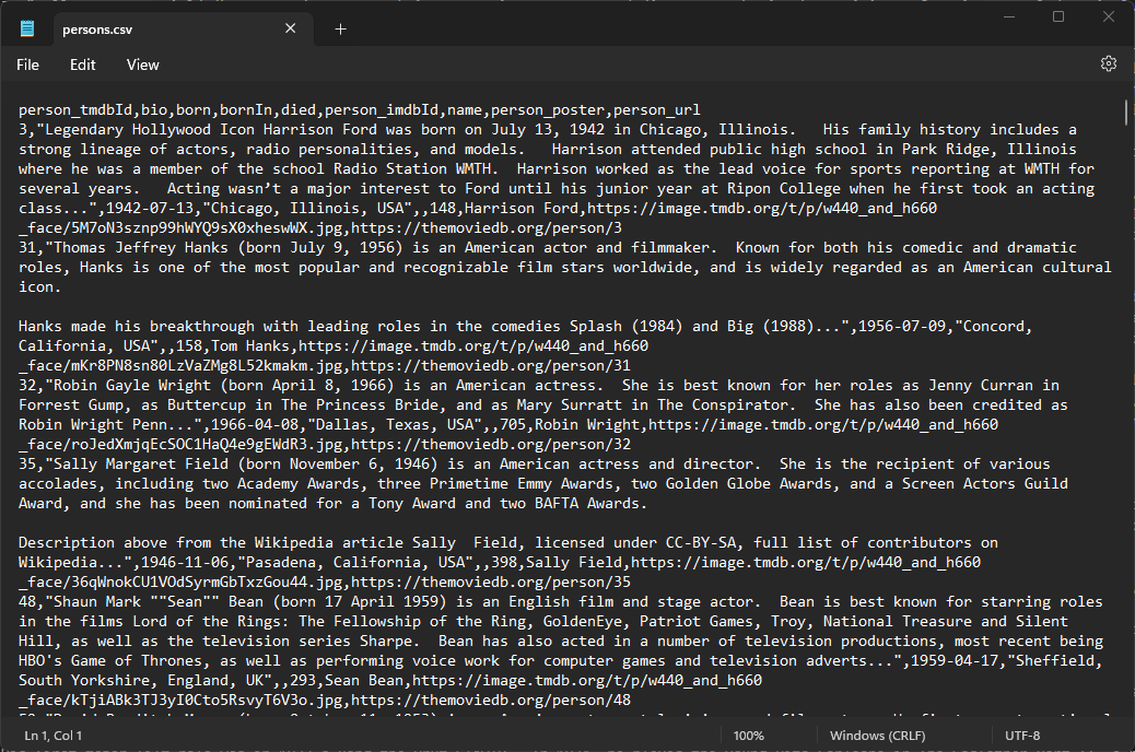 persons.csv file open in Notepad