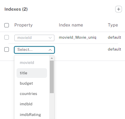 Dropdown showing the `title` property selected