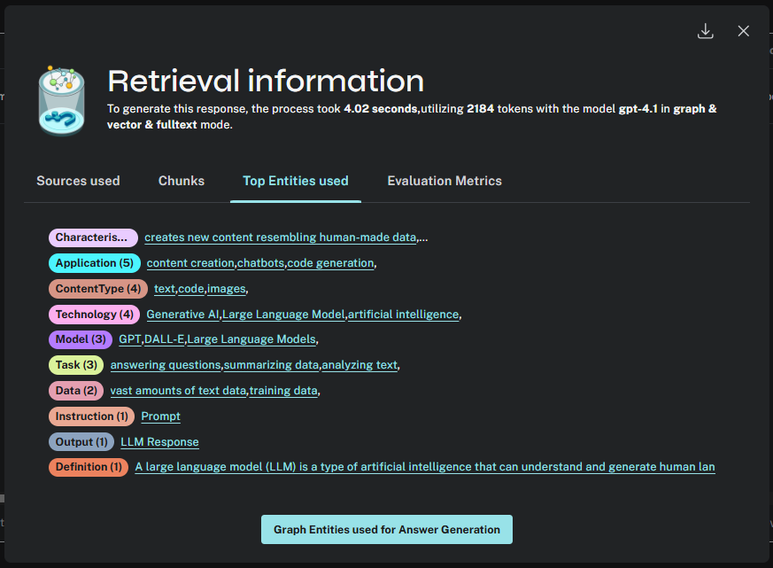 The retrieval information for the chatbot response