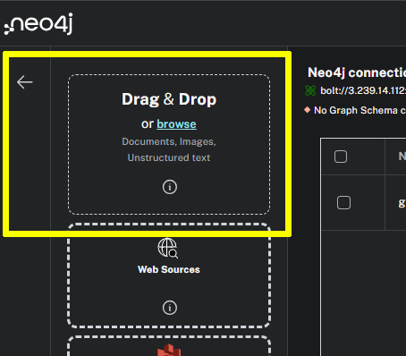 the LLM Graph Builder upload screen