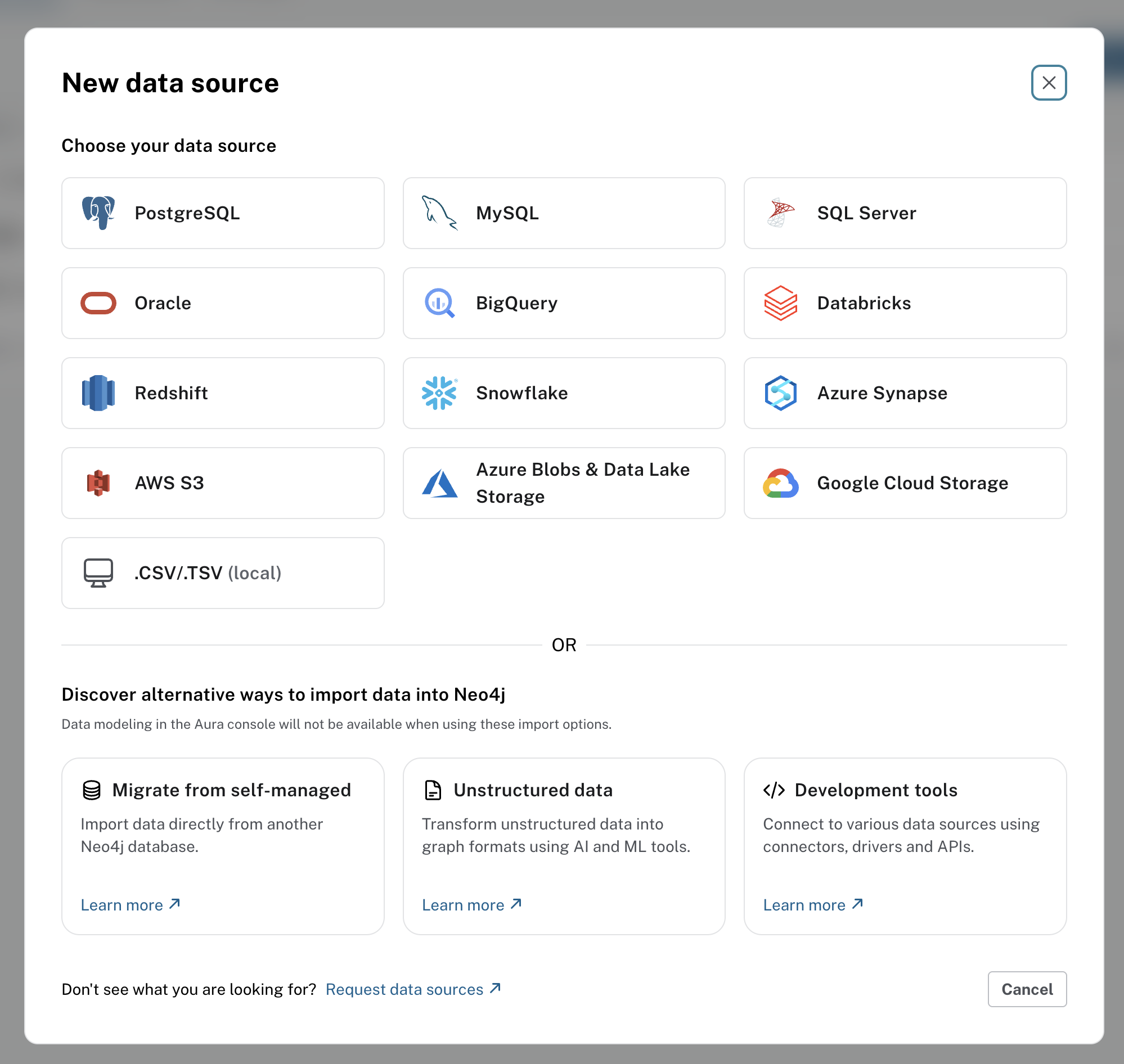 New data source options
