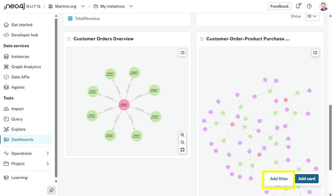 Add filter button highlighted