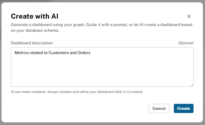 The prompt entered to create the dashboard